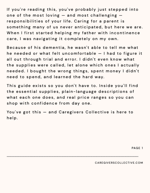 Incontinence Supply and Product E-guide for new caregivers of elderly parents and other loved ones - Caregivers Collective.