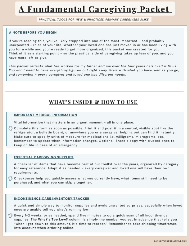 Printable caregiving tools for family caregivers. Instant download - Caregivers Collective